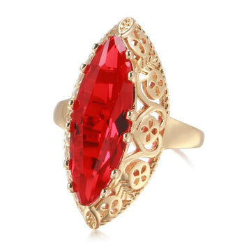 Gorgeous Vintage Filled 14K Rose Gold Ethnic Trend Unique Hollow Green, Red, Blue AAA Zircon Crystal Jewellery Rings